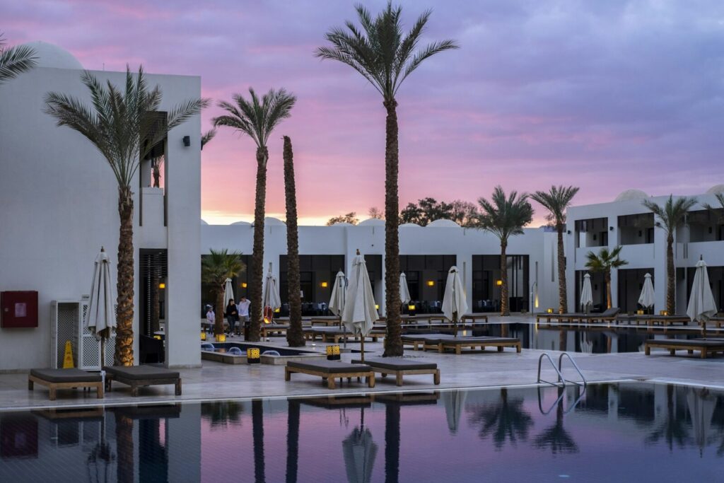 Luxury resort at dusk